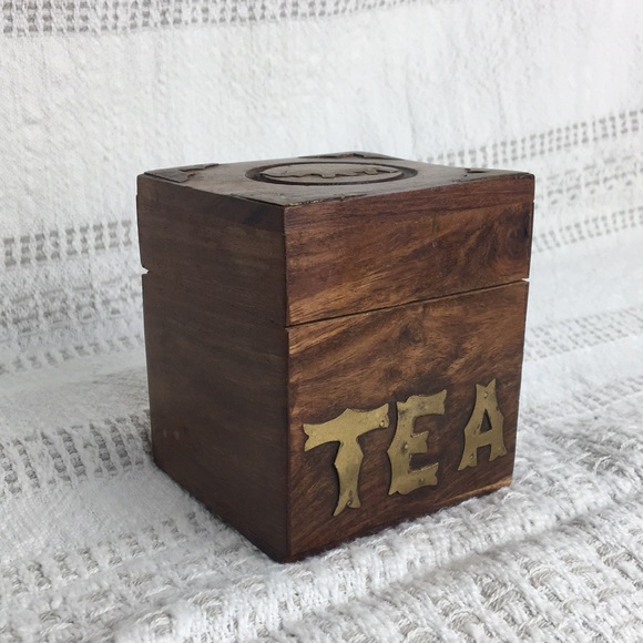 Wood and Brass Tea Storage Box - Picture 2 of 13